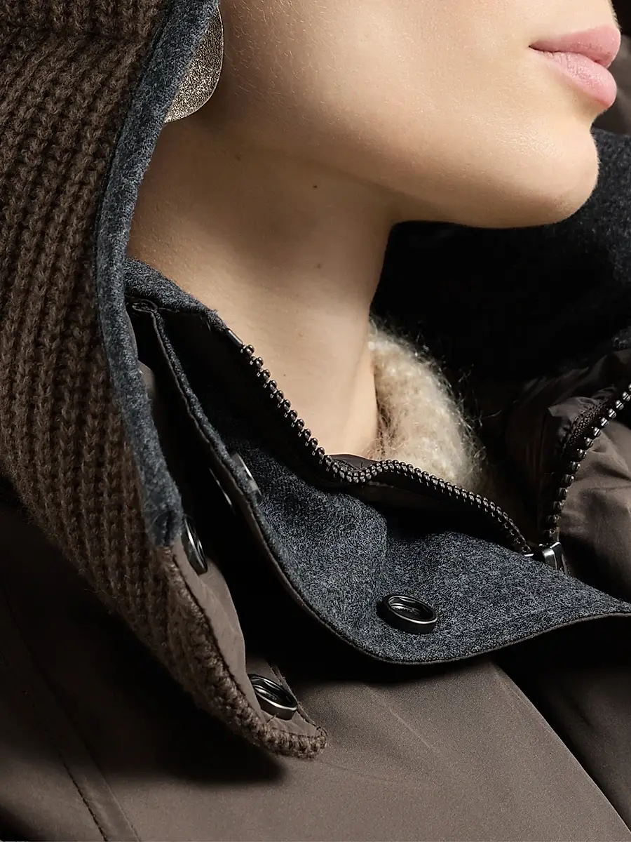 Brunello Cucinelli Women's Techno Cotton Taffeta Detachable Hood Outerwear Jacket | Thumbnail 6 Brunello Cucinelli Women's Techno Cotton Taffeta Detachable Hood Outerwear Jacket | Thumbnail 6