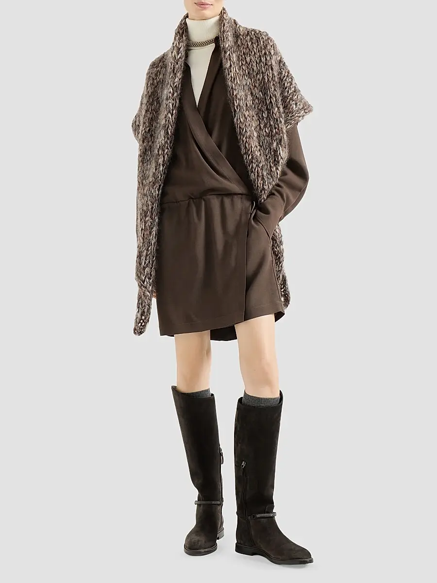 Brunello Cucinelli Women's Mohair Knit Shawl | Thumbnail 2 Brunello Cucinelli Women's Mohair Knit Shawl | Thumbnail 2