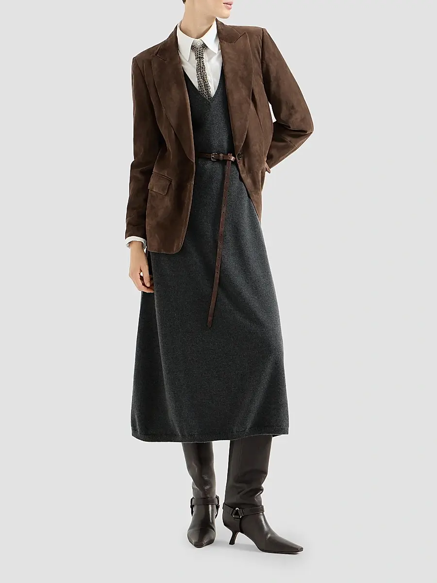 Brunello Cucinelli Women's Cashmere Knit Belted Dress | Thumbnail 2 Brunello Cucinelli Women's Cashmere Knit Belted Dress | Thumbnail 2