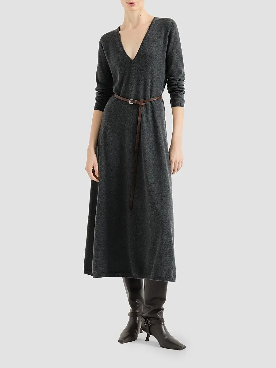 Brunello Cucinelli Women's Cashmere Knit Belted Dress | Thumbnail 3 Brunello Cucinelli Women's Cashmere Knit Belted Dress | Thumbnail 3