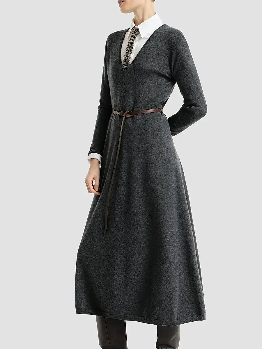Brunello Cucinelli Women's Cashmere Knit Belted Dress | Thumbnail 5 Brunello Cucinelli Women's Cashmere Knit Belted Dress | Thumbnail 5