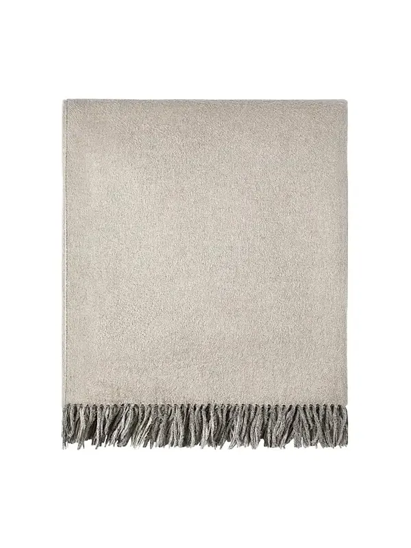 Brunello Cucinelli Two-Tone Silk Double Cloth Throw with Fringe - Beige