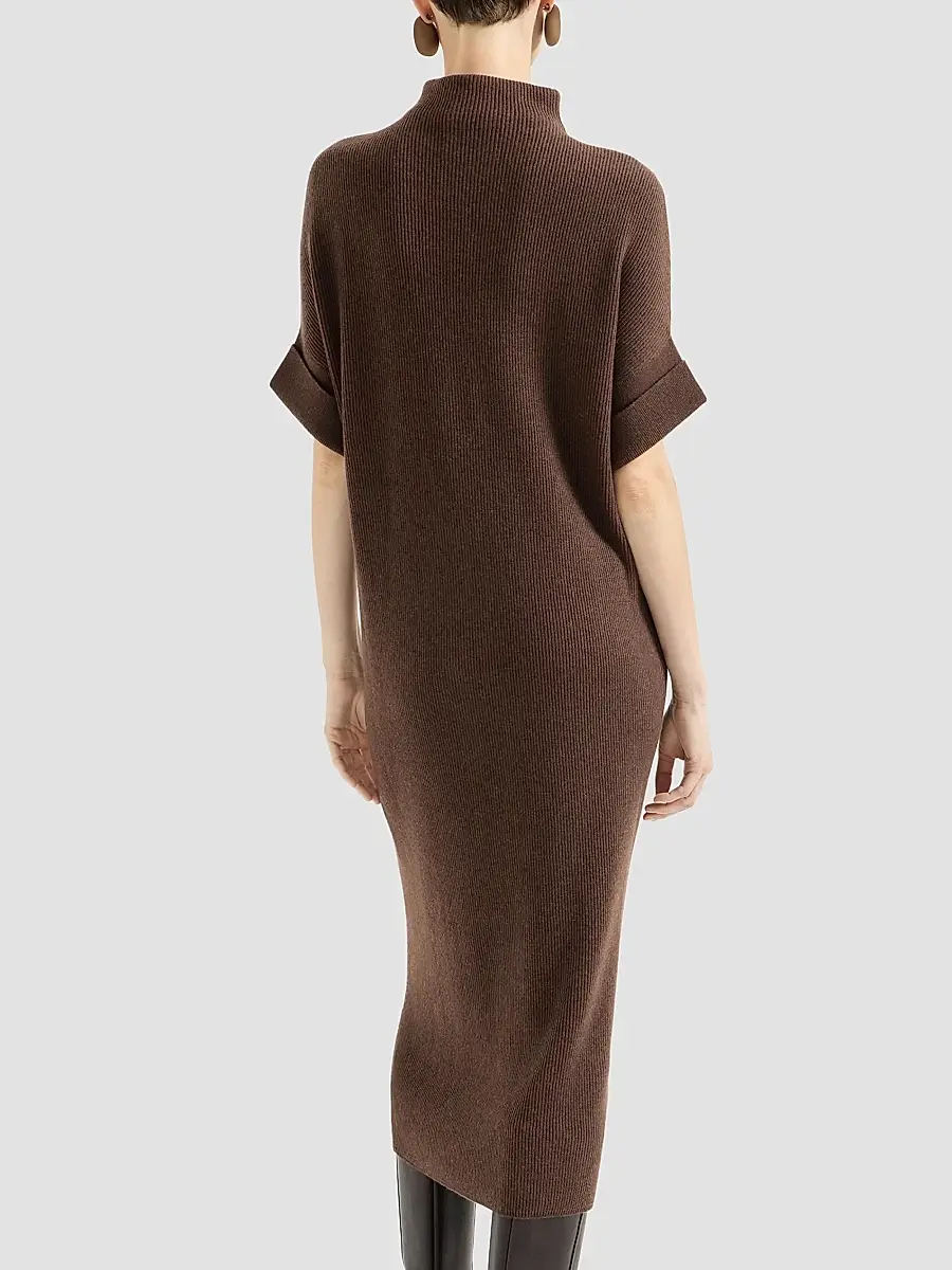 Brunello Cucinelli Women's Cashmere Rib Knit Mock Neck Dress | Thumbnail 4 Brunello Cucinelli Women's Cashmere Rib Knit Mock Neck Dress | Thumbnail 4