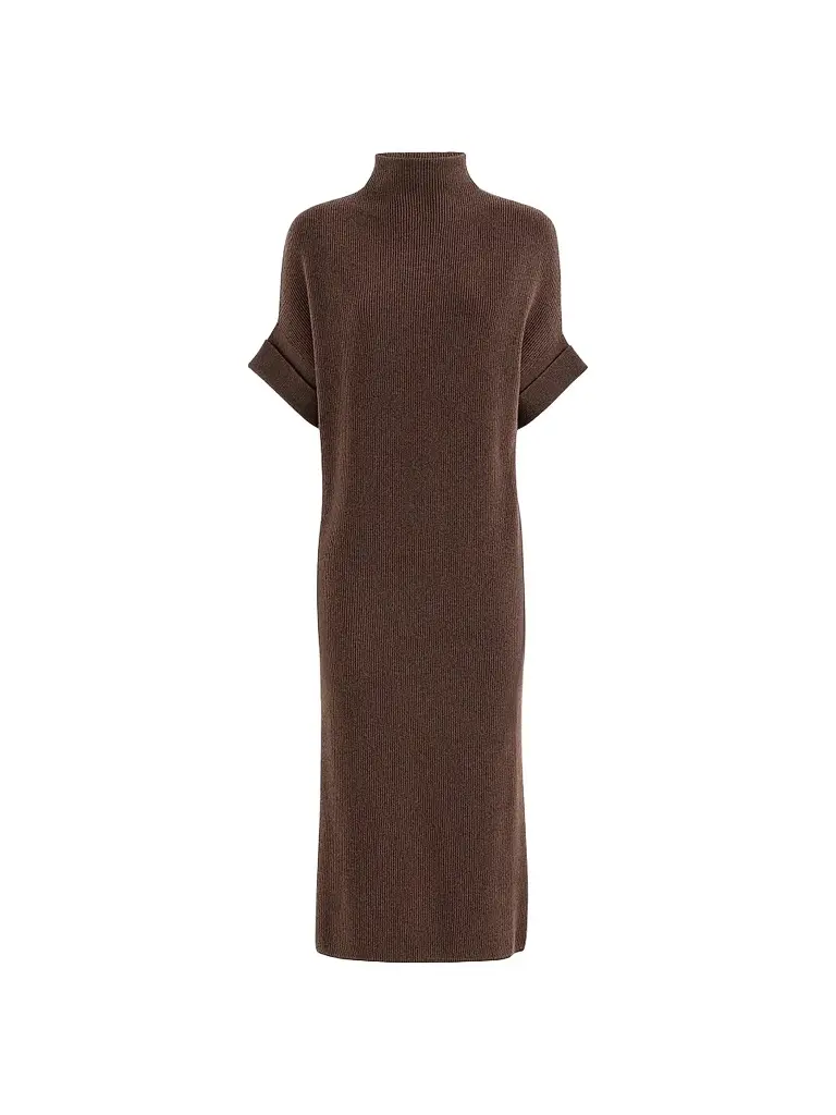 Women's Cashmere Rib Knit Mock Neck Dress