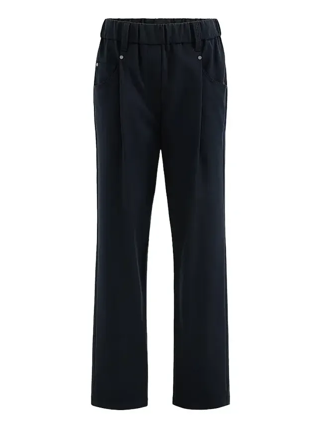 Brunello Cucinelli Women's Stretch Cotton Cover Baggy Pull-On Trousers with Shiny Bartack - Cobalt