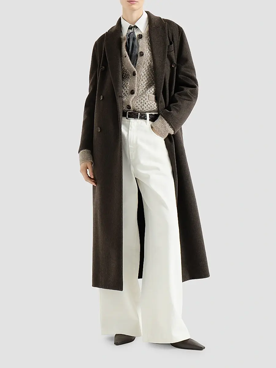 Brunello Cucinelli Women's Hand-Crafted Cashmere Double Beaver Cloth Coat | Thumbnail 2 Brunello Cucinelli Women's Hand-Crafted Cashmere Double Beaver Cloth Coat | Thumbnail 2
