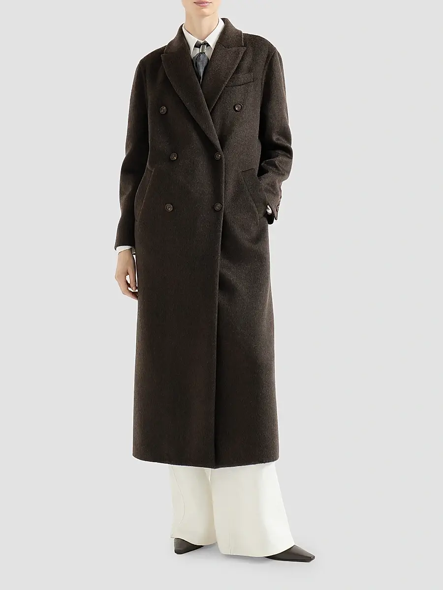 Brunello Cucinelli Women's Hand-Crafted Cashmere Double Beaver Cloth Coat | Thumbnail 3 Brunello Cucinelli Women's Hand-Crafted Cashmere Double Beaver Cloth Coat | Thumbnail 3
