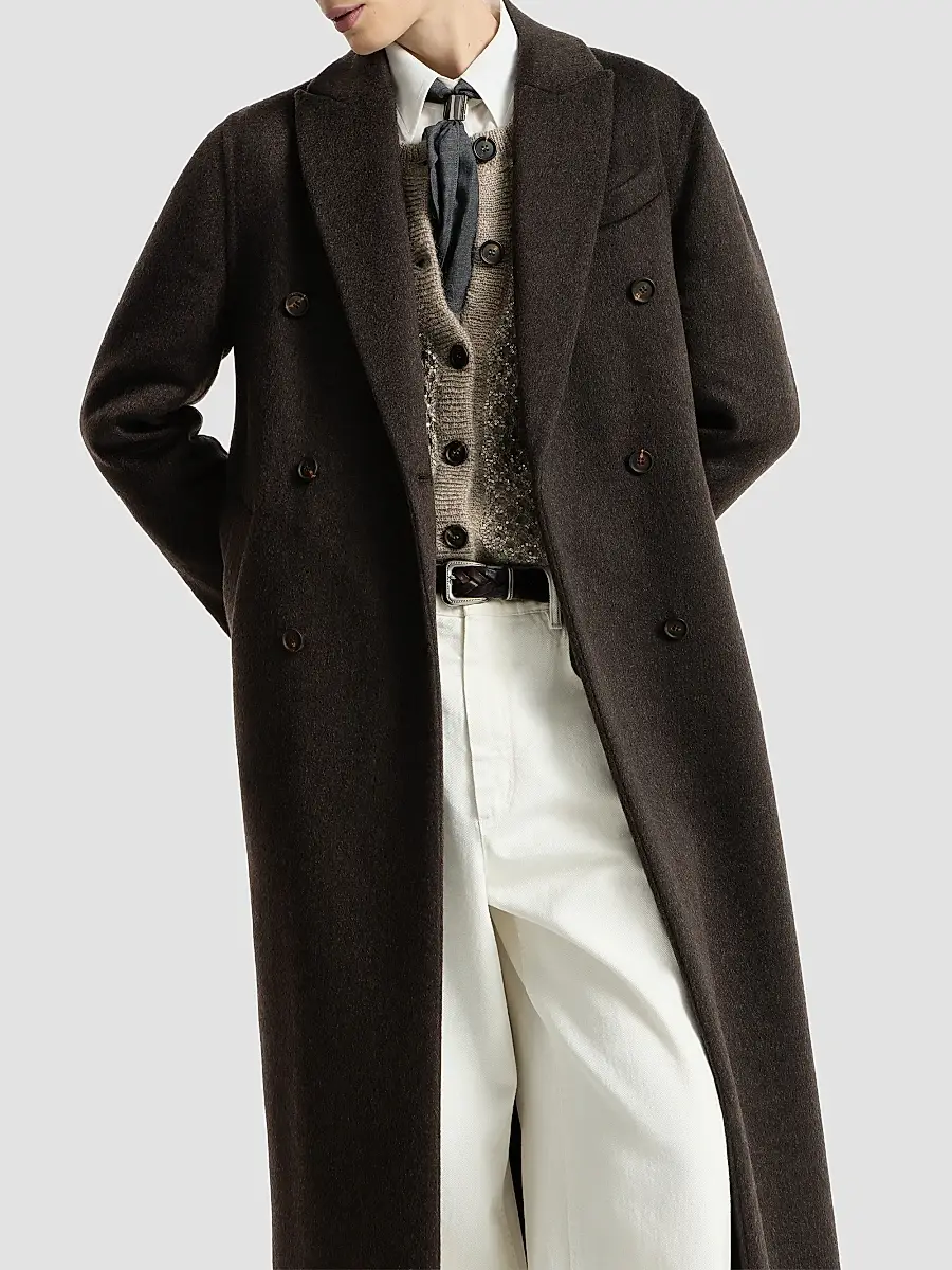 Brunello Cucinelli Women's Hand-Crafted Cashmere Double Beaver Cloth Coat | Thumbnail 6 Brunello Cucinelli Women's Hand-Crafted Cashmere Double Beaver Cloth Coat | Thumbnail 6