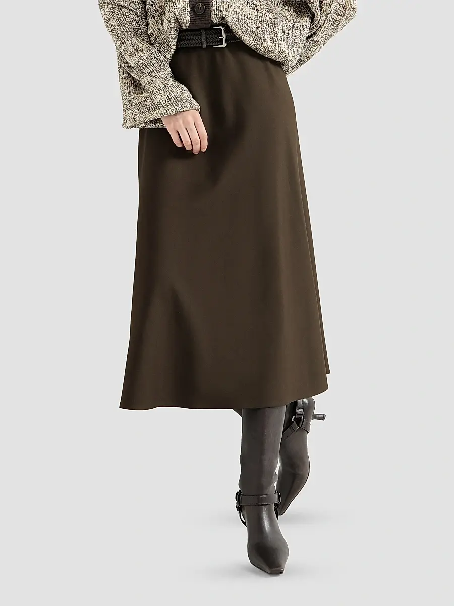Brunello Cucinelli Women's Comfort Virgin Wool and Viscose Twill Flute Skirt | Thumbnail 5 Brunello Cucinelli Women's Comfort Virgin Wool and Viscose Twill Flute Skirt | Thumbnail 5