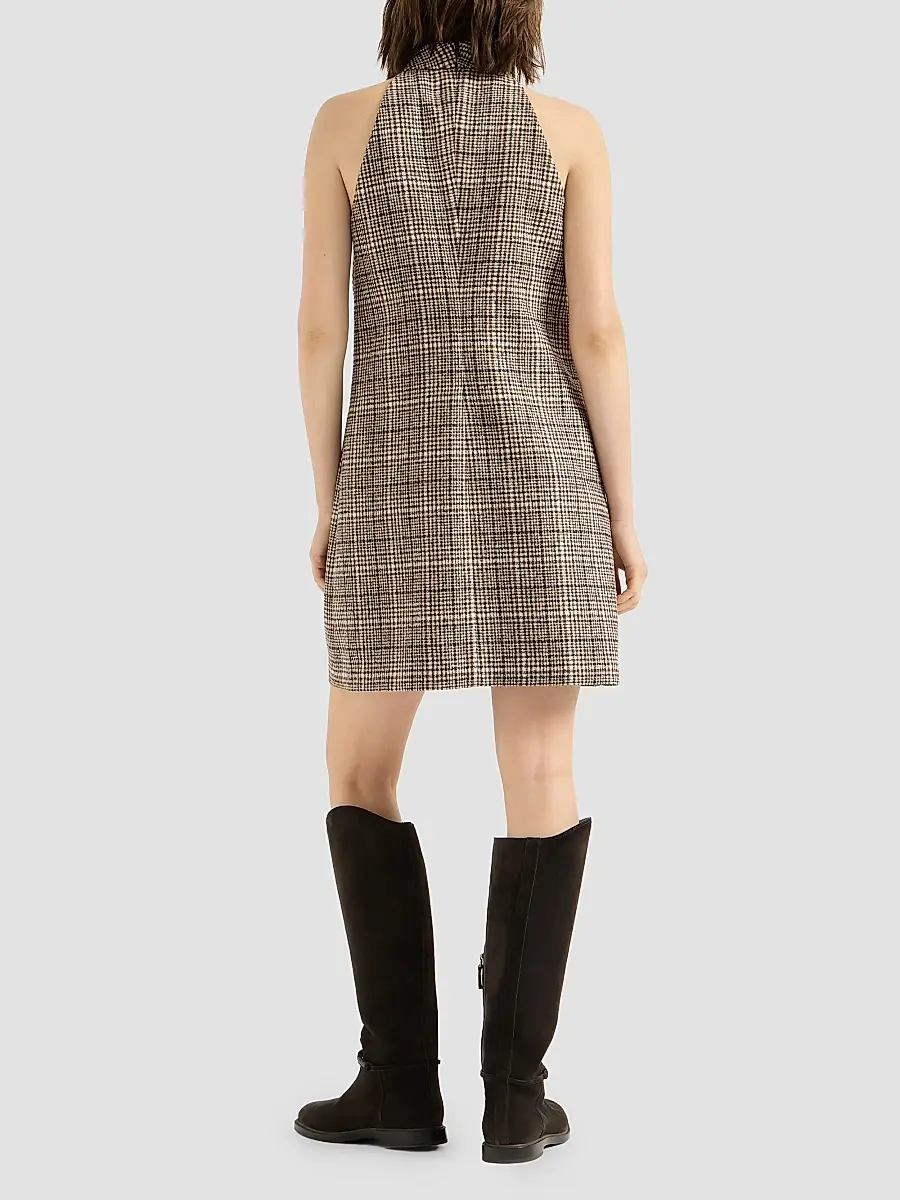 Brunello Cucinelli Women's Checked Alpaca and Wool Dress - Brown | Thumbnail 4 Brunello Cucinelli Women's Checked Alpaca and Wool Dress - Brown | Thumbnail 4