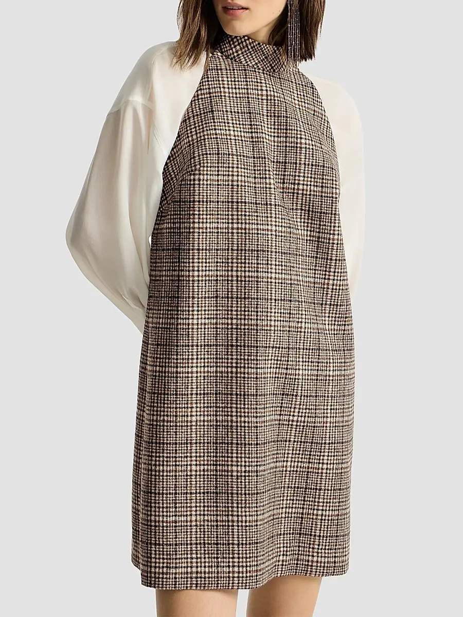 Brunello Cucinelli Women's Checked Alpaca and Wool Dress - Brown | Thumbnail 5 Brunello Cucinelli Women's Checked Alpaca and Wool Dress - Brown | Thumbnail 5