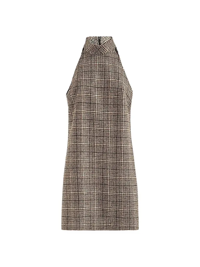 Women's Checked Alpaca and Wool Dress - Brown