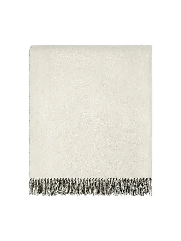 Brunello Cucinelli Two-Tone Silk Double Cloth Throw with Fringe - White