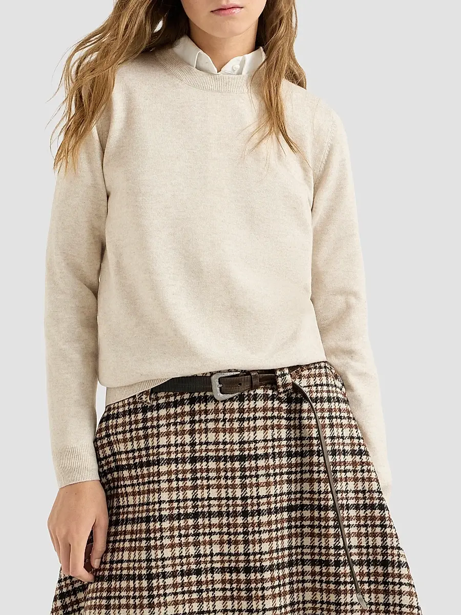Brunello Cucinelli Women's Cashmere Sweater with Monili - Oyster | Thumbnail 3 Brunello Cucinelli Women's Cashmere Sweater with Monili - Oyster | Thumbnail 3