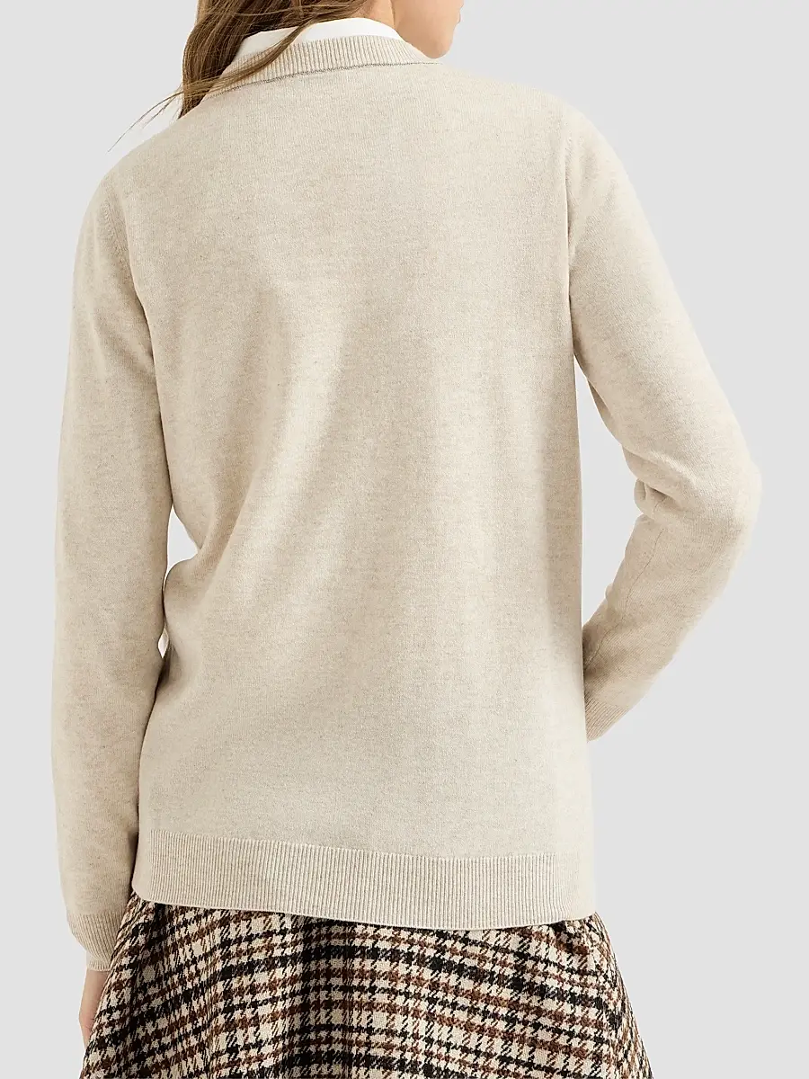 Brunello Cucinelli Women's Cashmere Sweater with Monili - Oyster | Thumbnail 4 Brunello Cucinelli Women's Cashmere Sweater with Monili - Oyster | Thumbnail 4