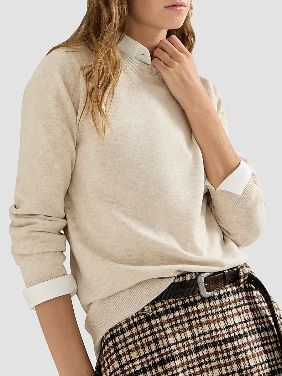 Brunello Cucinelli Women's Cashmere Sweater with Monili - Oyster | Thumbnail 5 Brunello Cucinelli Women's Cashmere Sweater with Monili - Oyster | Thumbnail 5