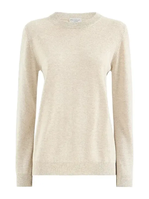 Women's Cashmere Sweater with Monili - Oyster