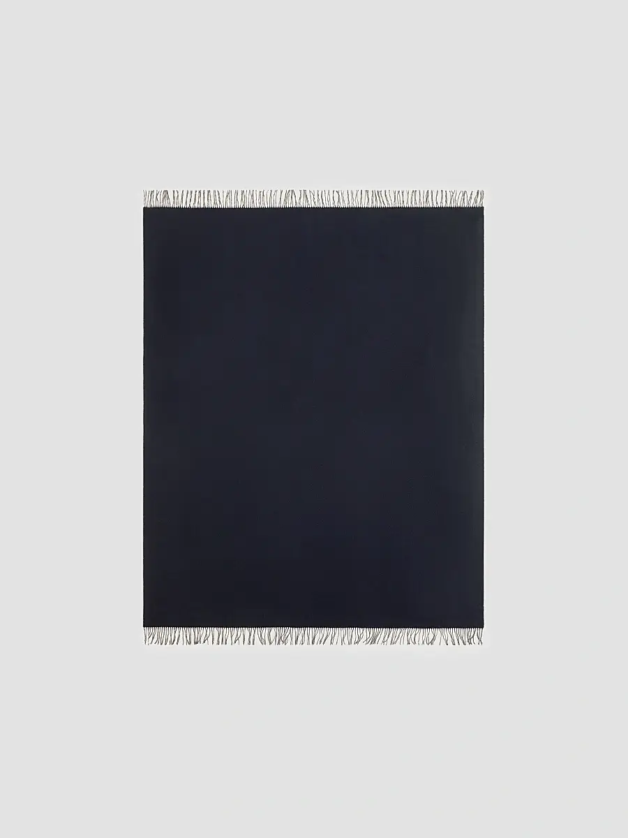 Brunello Cucinelli Two-Tone Silk Double Cloth Throw with Fringe - Blue | Thumbnail 2