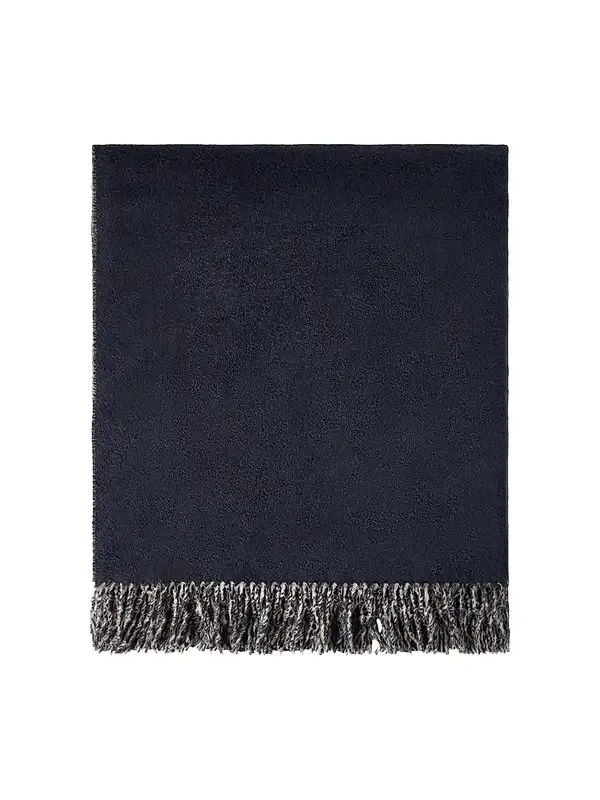 Brunello Cucinelli Two-Tone Silk Double Cloth Throw with Fringe - Blue