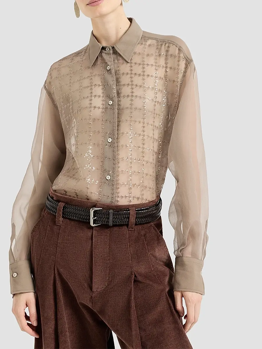 Brunello Cucinelli Women's Crispy Silk Shirt | Thumbnail 3 Brunello Cucinelli Women's Crispy Silk Shirt | Thumbnail 3