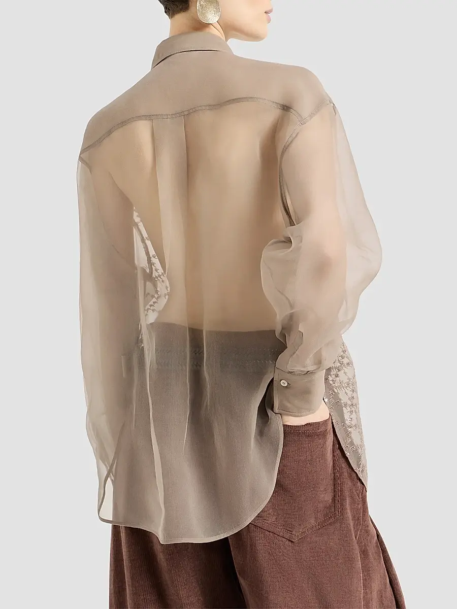 Brunello Cucinelli Women's Crispy Silk Shirt | Thumbnail 4 Brunello Cucinelli Women's Crispy Silk Shirt | Thumbnail 4