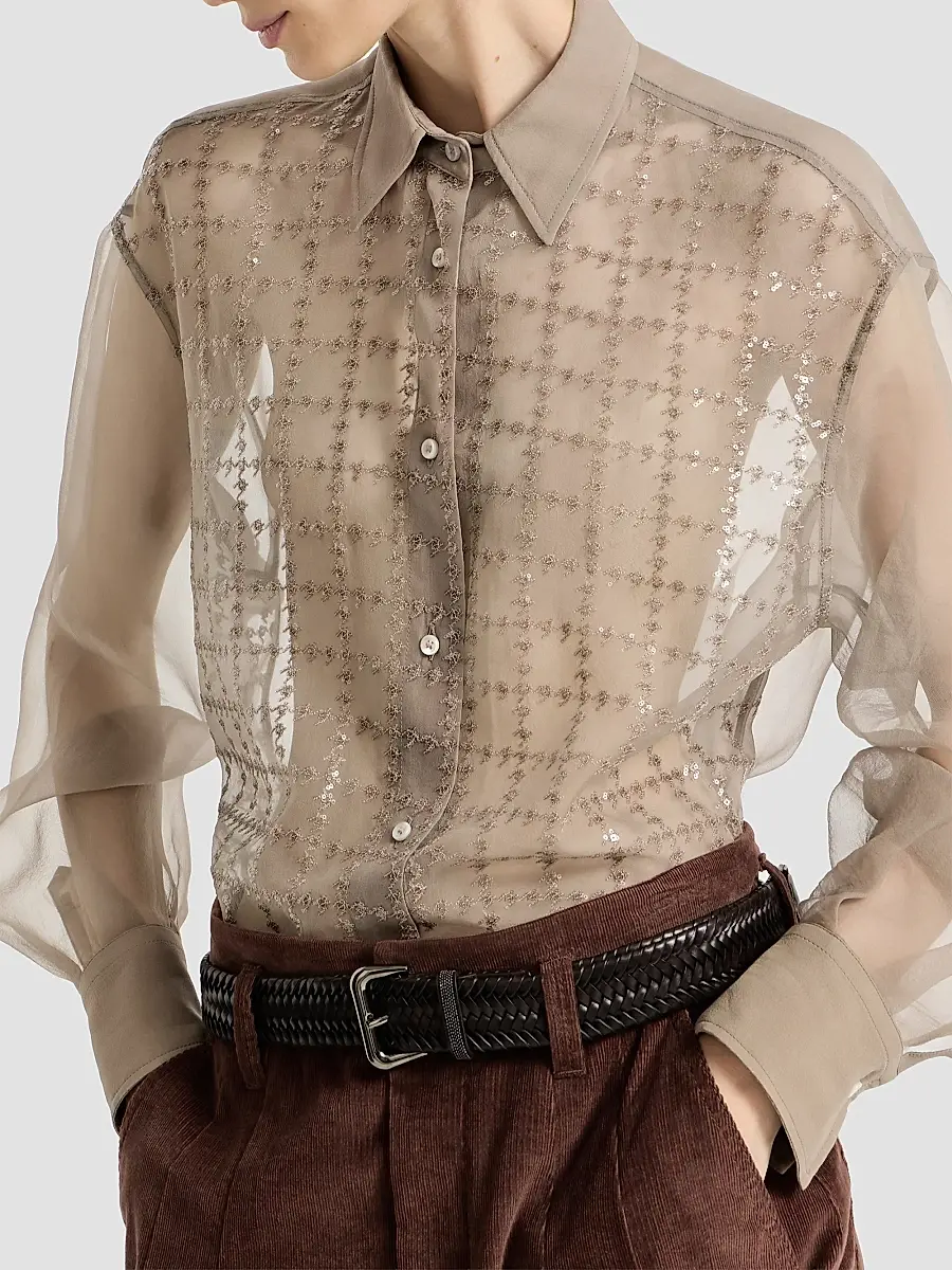 Brunello Cucinelli Women's Crispy Silk Shirt | Thumbnail 5 Brunello Cucinelli Women's Crispy Silk Shirt | Thumbnail 5