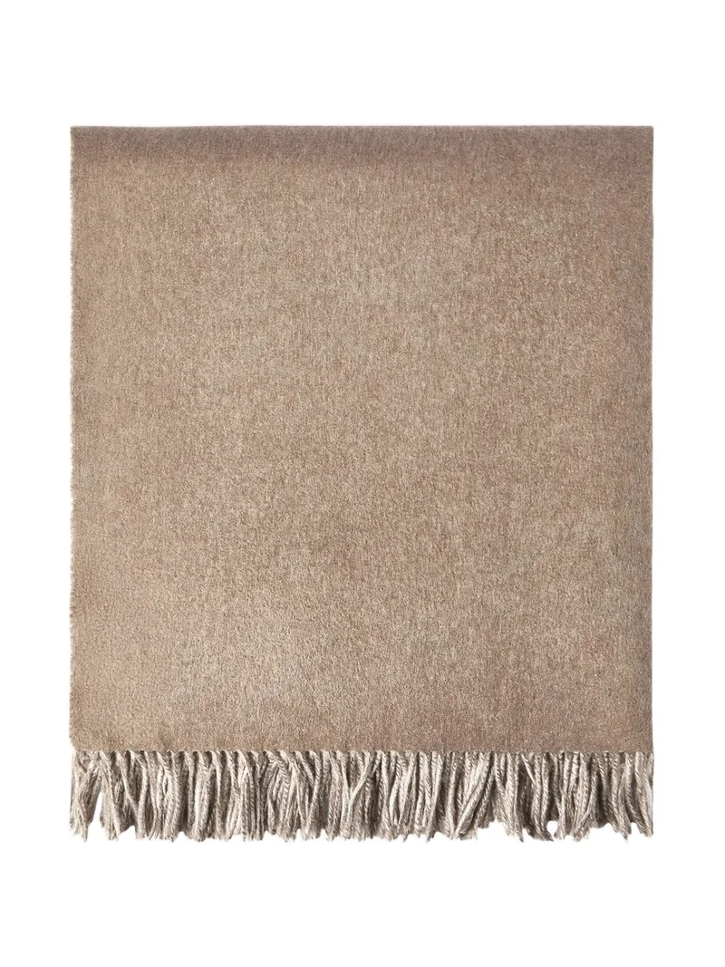 Brunello Cucinelli Two-Tone Silk Double Cloth Throw with Fringe - Dark Beige