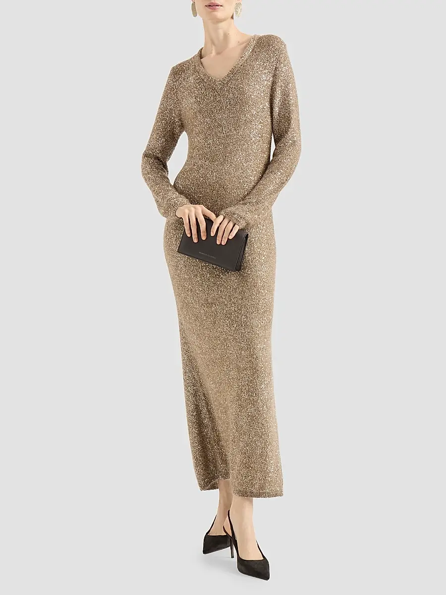 Brunello Cucinelli Women's Mohair and Wool Dazzling Texture Knit Dress | Thumbnail 2 Brunello Cucinelli Women's Mohair and Wool Dazzling Texture Knit Dress | Thumbnail 2