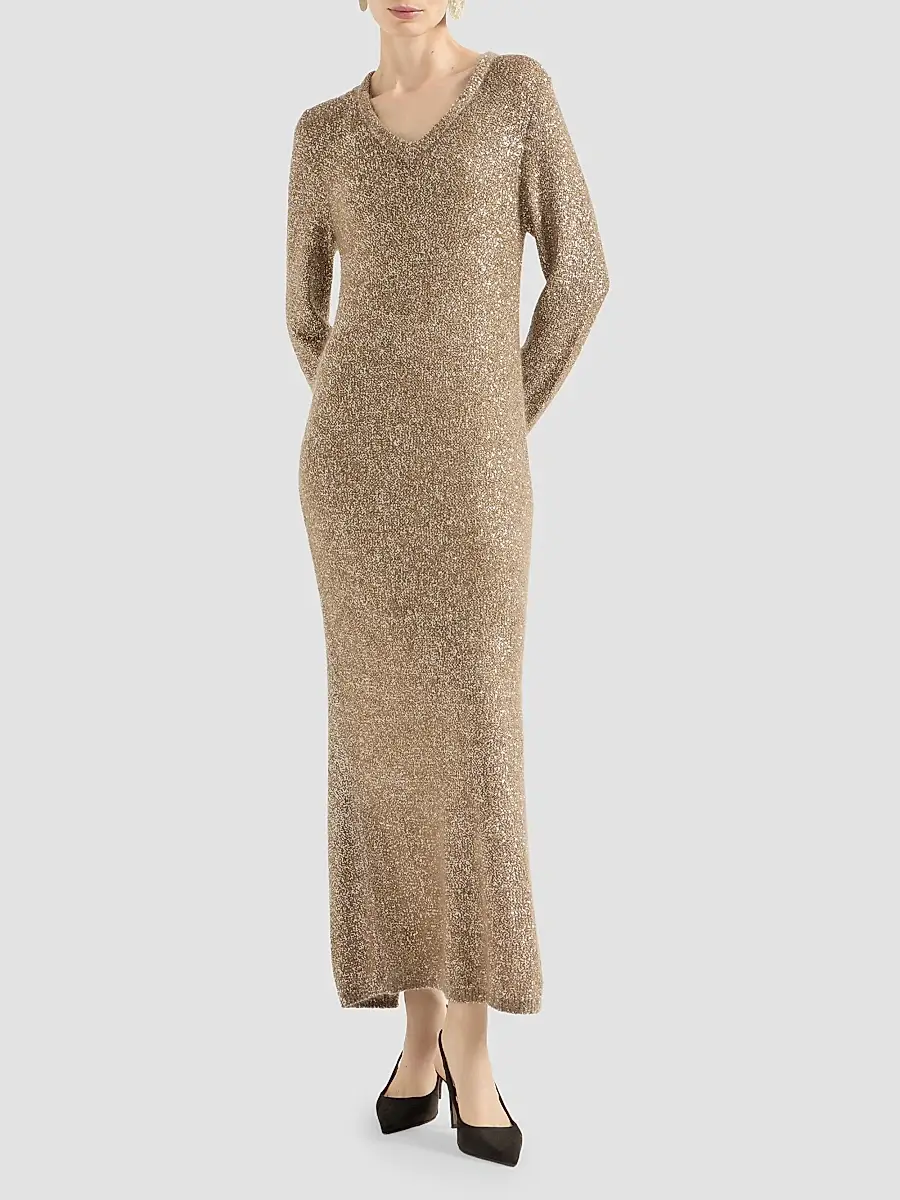 Brunello Cucinelli Women's Mohair and Wool Dazzling Texture Knit Dress | Thumbnail 3 Brunello Cucinelli Women's Mohair and Wool Dazzling Texture Knit Dress | Thumbnail 3