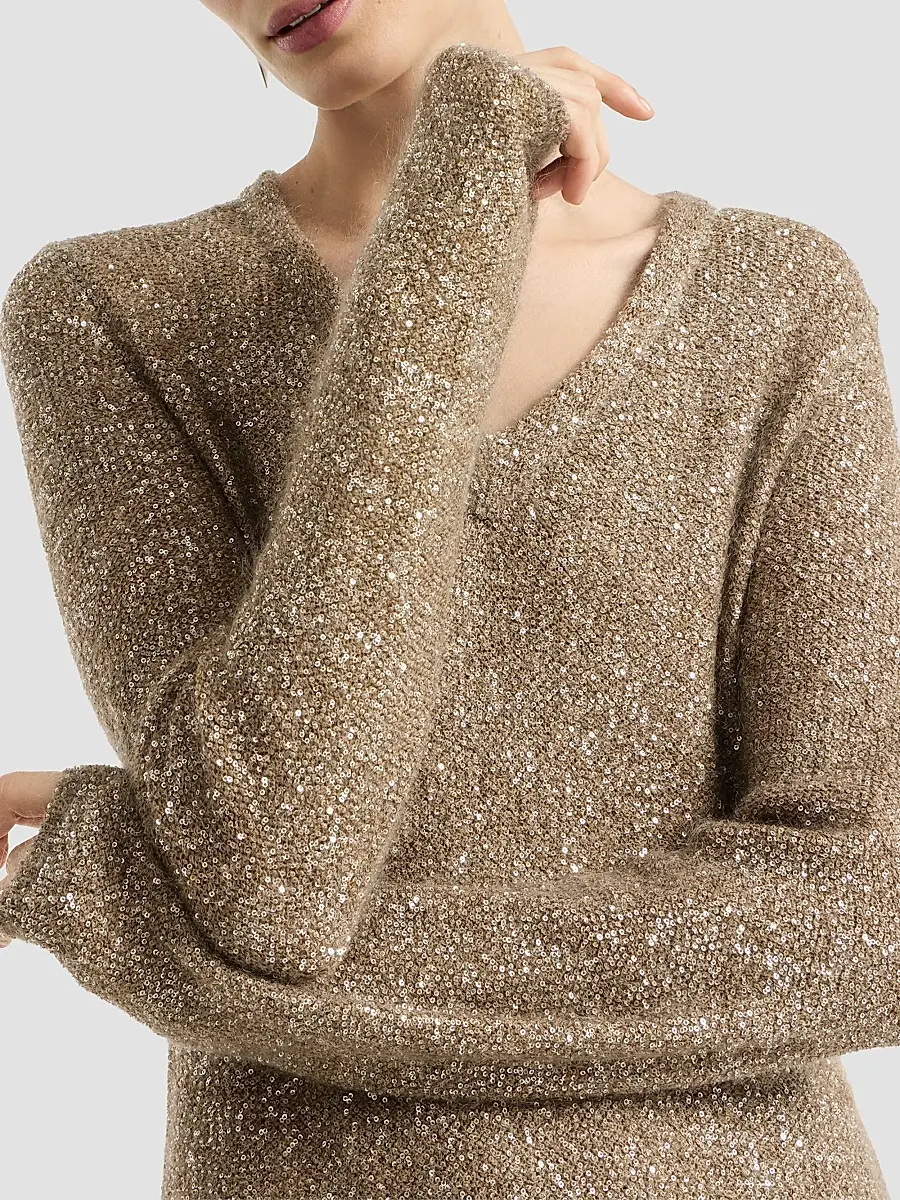 Brunello Cucinelli Women's Mohair and Wool Dazzling Texture Knit Dress | Thumbnail 5 Brunello Cucinelli Women's Mohair and Wool Dazzling Texture Knit Dress | Thumbnail 5