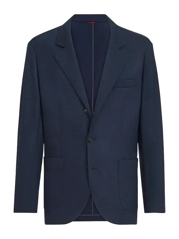 Men's Cashmere Jersey Blazer with Patch Pockets - Cobalt Men's Cashmere Jersey Blazer with Patch Pockets - Cobalt