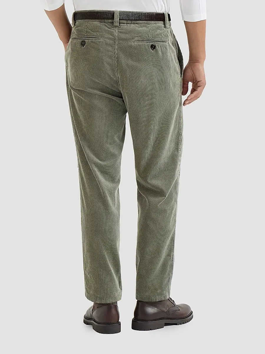 Brunello Cucinelli Men's Garment-Dyed Trousers in Cotton Corduroy - Military | Thumbnail 4 Brunello Cucinelli Men's Garment-Dyed Trousers in Cotton Corduroy - Military | Thumbnail 4