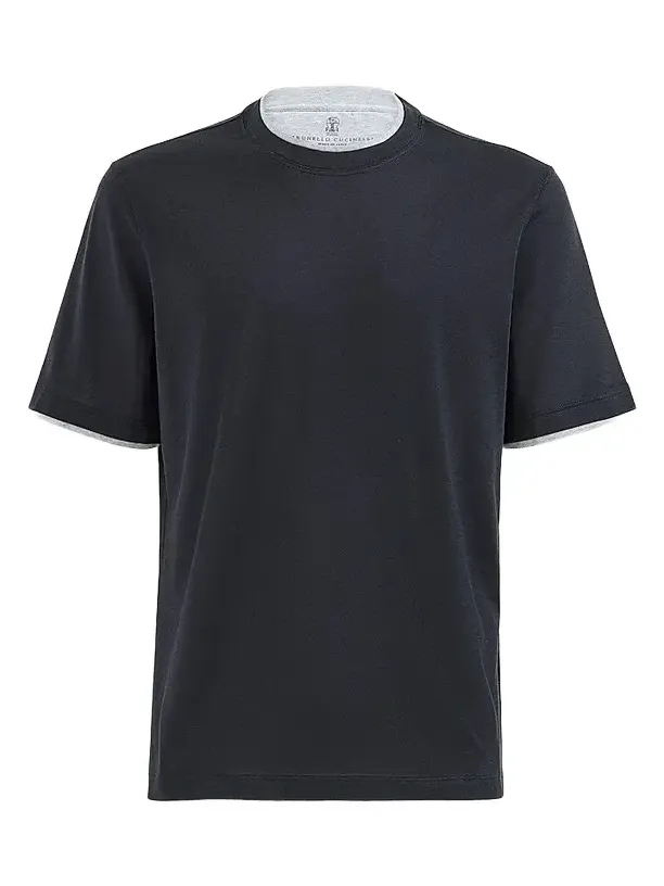 Brunello Cucinelli Men's Silk and Cotton Lightweight Jersey Crew-Neck T Shirt