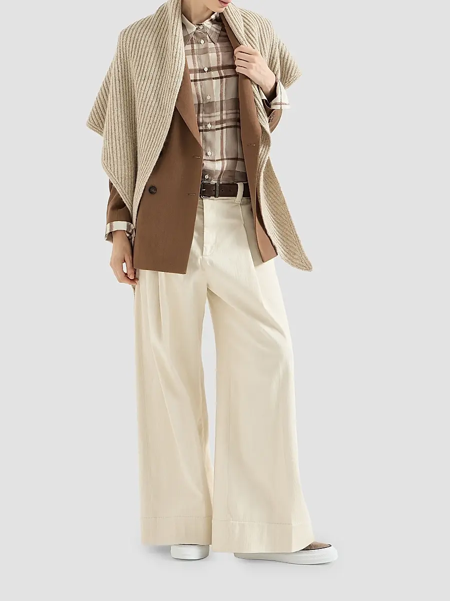 Brunello Cucinelli Women's Sparkling Cashmere, Wool and Mohair Rib Knit Shawl | Thumbnail 2