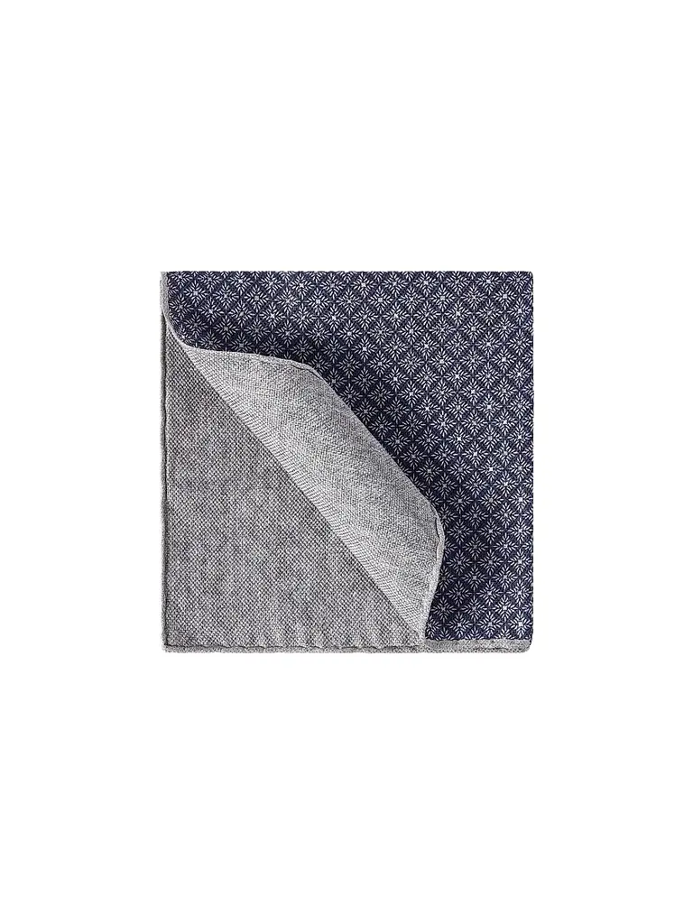 Brunello Cucinelli Men's Linen and Silk Pocket Square with Geometric Pattern - Navy Blue | Image 1 Brunello Cucinelli Men's Linen and Silk Pocket Square with Geometric Pattern - Navy Blue | Image 1