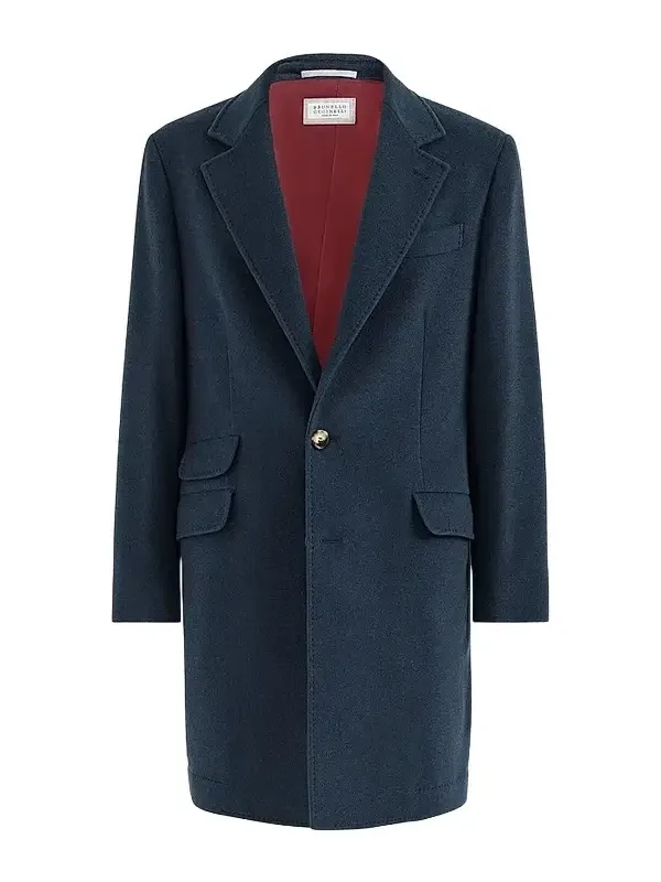 Men's Lightweight Water-Resistant Cashmere Coat with Double Vents - Avio Blue Men's Lightweight Water-Resistant Cashmere Coat with Double Vents - Avio Blue