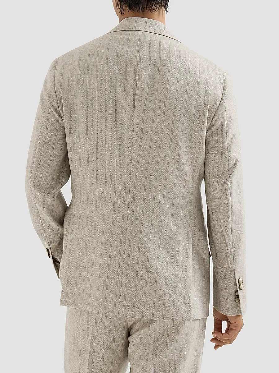 Brunello Cucinelli Men's Striped Cashmere and Silk Diagonal Flannel Deconstructed Cavallo Blazer | Thumbnail 3