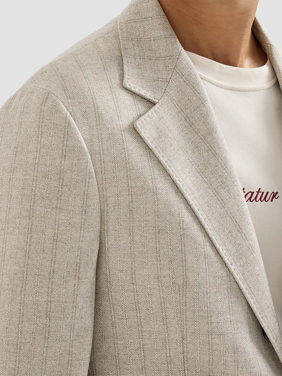 Brunello Cucinelli Men's Striped Cashmere and Silk Diagonal Flannel Deconstructed Cavallo Blazer | Thumbnail 5