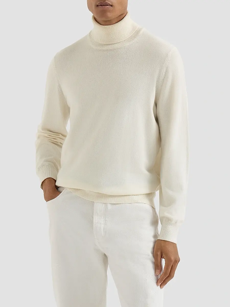 Brunello Cucinelli Men's Cashmere Turtleneck Sweater | Thumbnail 3 Brunello Cucinelli Men's Cashmere Turtleneck Sweater | Thumbnail 3