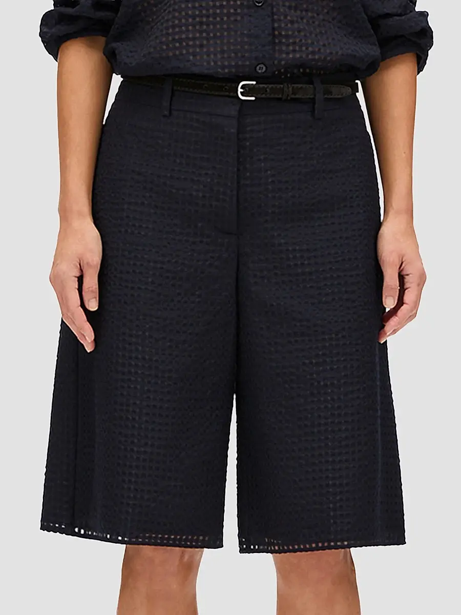 Another Tomorrow Women's Gingham Bermuda Pants | Thumbnail 3