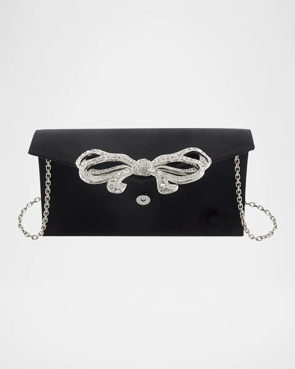 Judith Leiber Couture Crystal Bow Satin Envelope Clutch Bag | Thumbnail 2 Judith Leiber Couture Crystal Bow Satin Envelope Clutch Bag | Thumbnail 2