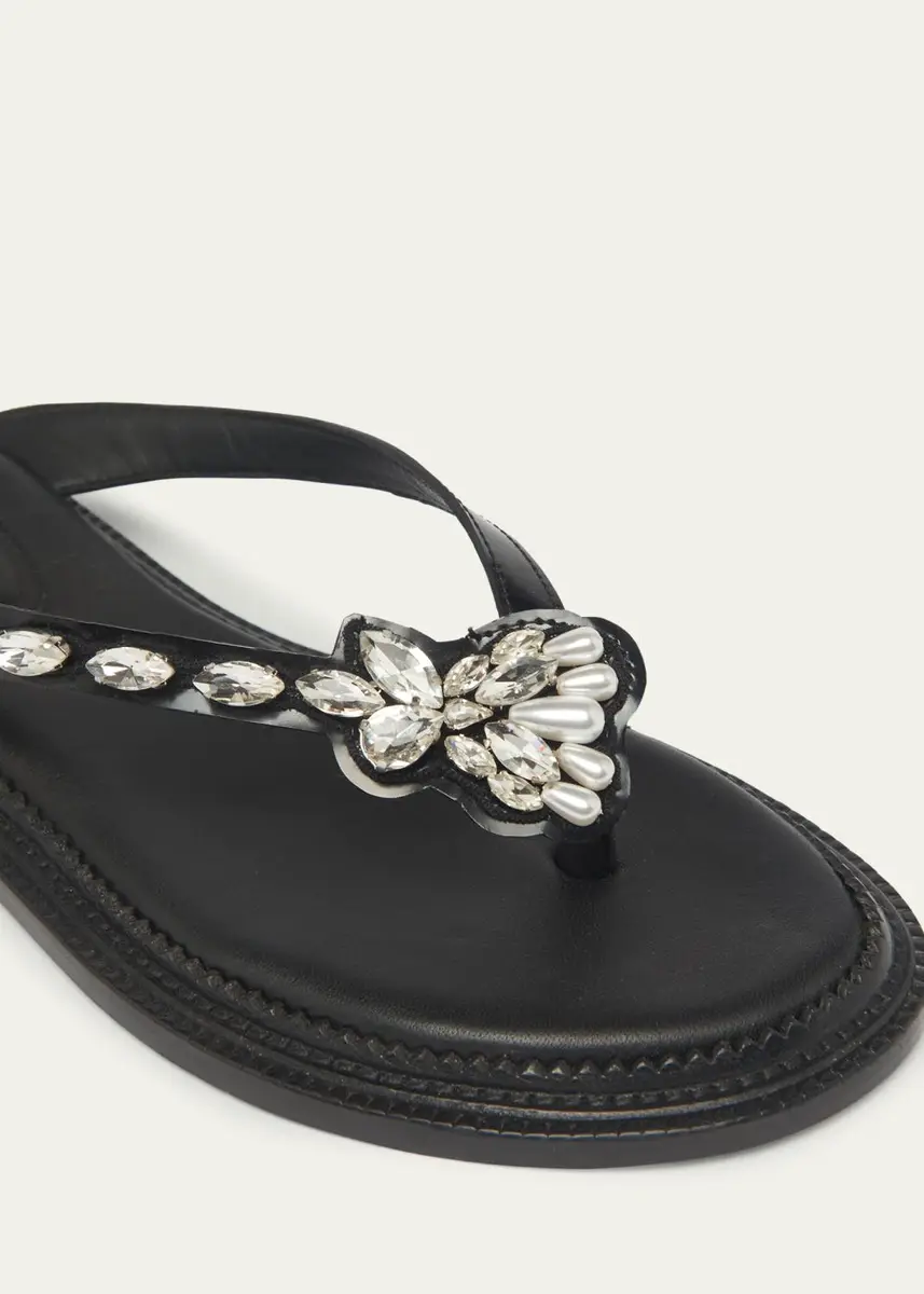 Simone Rocha Flower Embellished Thong Flat Sandals | Thumbnail 5