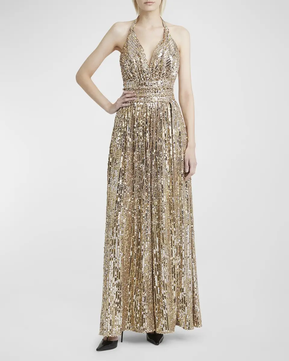 Dolce & Gabbana Sequined Halter Thigh-Slit Gown | Thumbnail 2 Dolce & Gabbana Sequined Halter Thigh-Slit Gown | Thumbnail 2