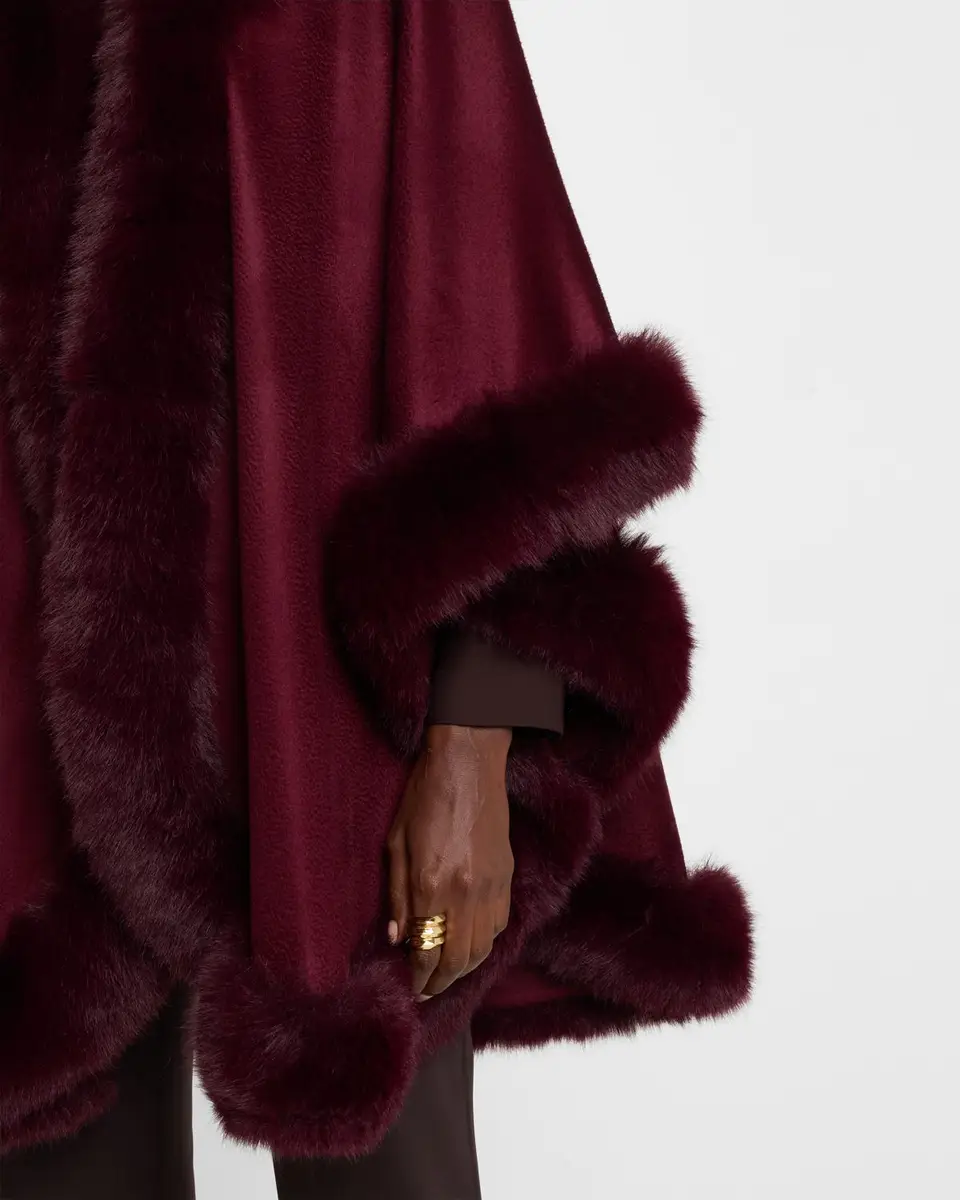 Sofia Cashmere Cashmere Cape With Faux Fur Trim | Thumbnail 5 Sofia Cashmere Cashmere Cape With Faux Fur Trim | Thumbnail 5