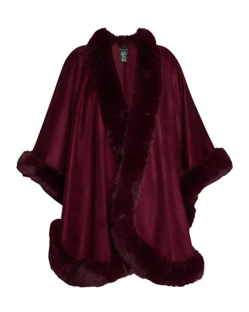 Sofia Cashmere Cashmere Cape With Faux Fur Trim | Image 1 Sofia Cashmere Cashmere Cape With Faux Fur Trim | Image 1