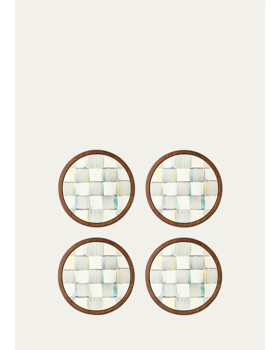 MacKenzie-Childs Sterling Check Enamel Coasters, Set of 4