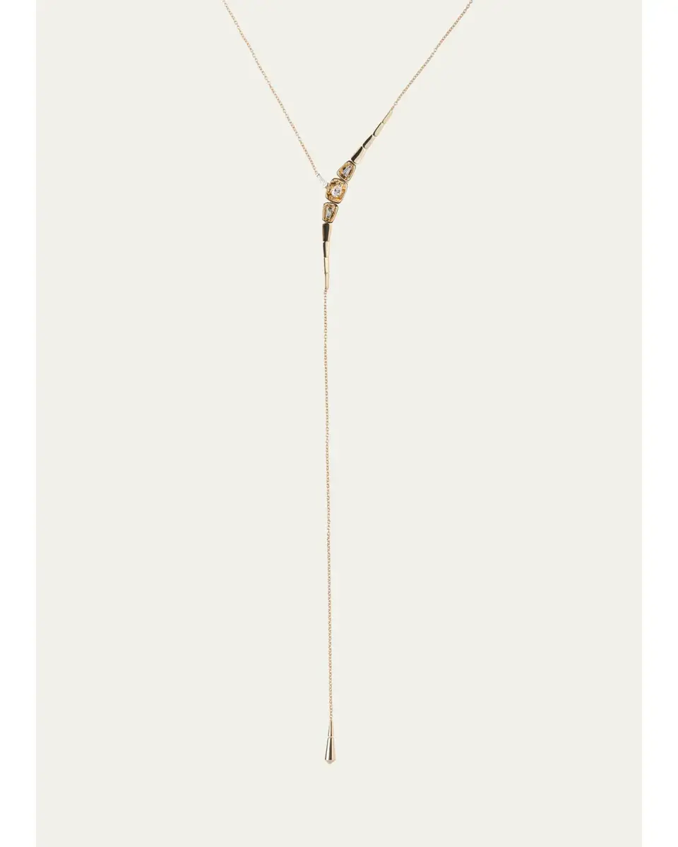LOOK 18K Yellow Gold Triple Diamond Lariat Necklace
