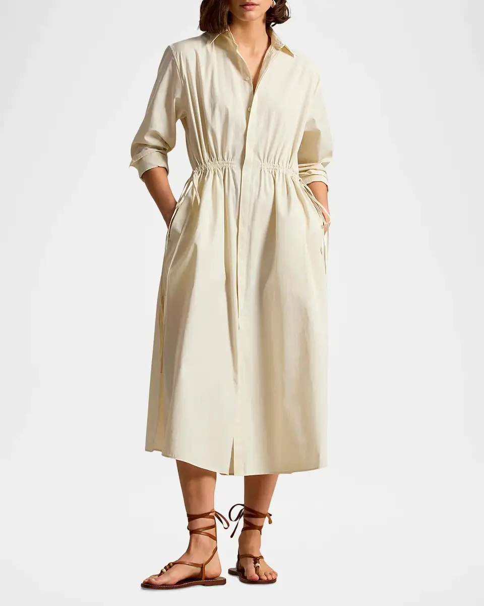 Polo Ralph Lauren Cotton Drawcord Midi Shirtdress | Thumbnail 2