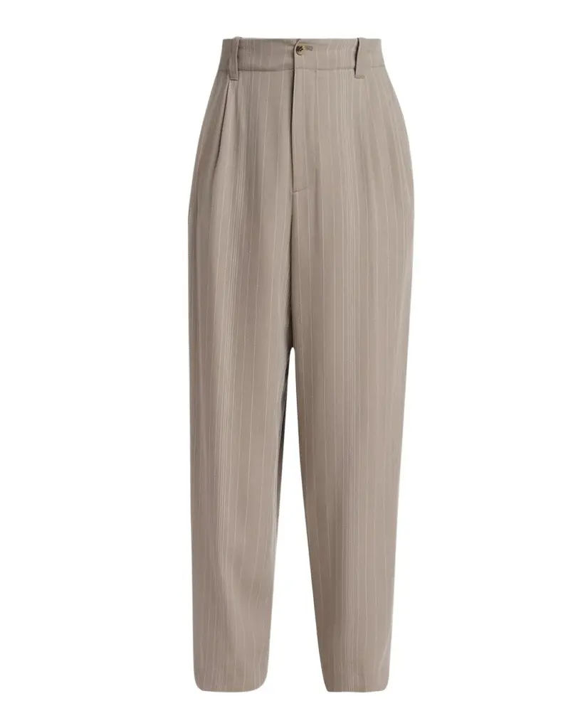 Golden Goose Men's Hairline Stripe Pleated Wide-Leg Trousers | Image 1 Golden Goose Men's Hairline Stripe Pleated Wide-Leg Trousers | Image 1