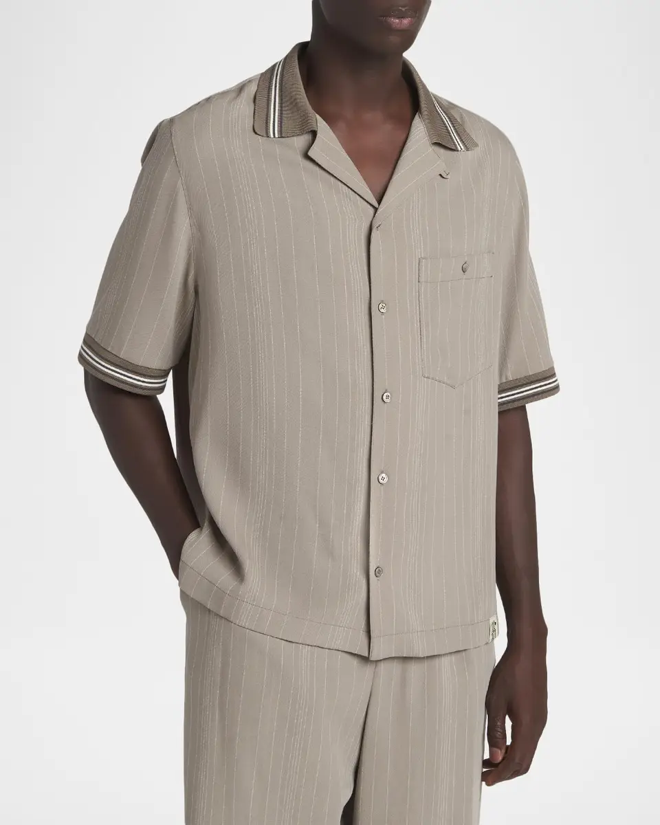 Golden Goose Men's Hairline Stripe Short-Sleeve Shirt | Thumbnail 4